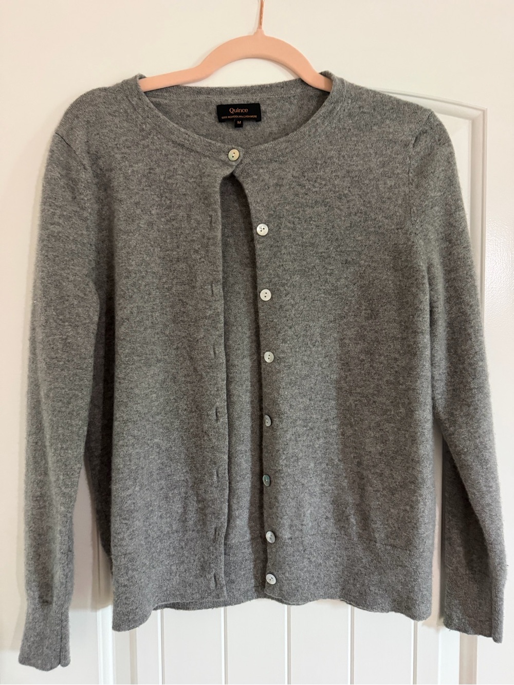 Quince 100% Mongolian Cashmere Cardigan Sweater – Gray – Medium